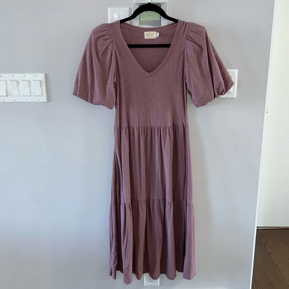 Nation Geri V-Neck Peasant Puff Sleeve Dress- Santa Fe - Picture 5 of 15